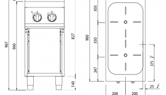 2x infrared hobs (8 kW)