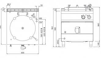 Electric pressure boiler - 150 litres (18 kW) - indirect heating