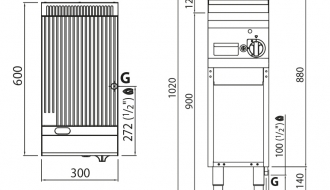 Gas frying plate - grooved (4 kW)