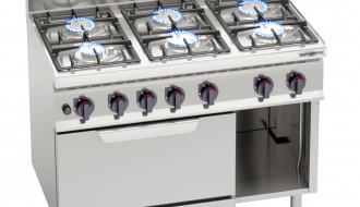 Gas stove 6xburner (33,5 kW) + Gas oven (7,8 kW)