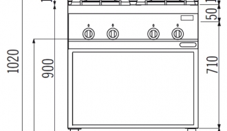 Gas stove 4xburner (19 kW) + Electric convection oven (3 kW)