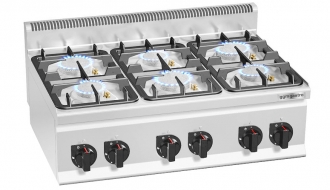 Gas stove 6xburner (28,5 kW) with pilot flame