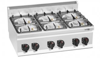 Gas stove 6xburner (28,5 kW) with pilot flame