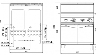 Gas pasta cooker - 80 litres (24 kW)