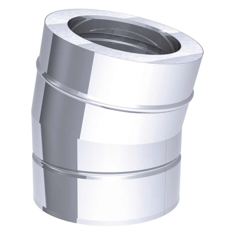 Elbow pipe 15  ° in stainless steel / Ø 200 mm
