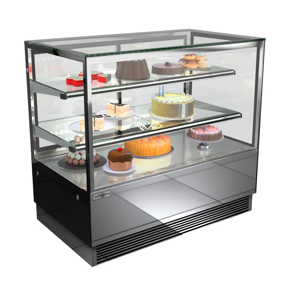 Cake Counter - 1,0 m - 2 shelves - mirrorfront - straight (LED)