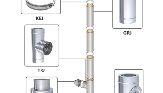 T-connection pipe 90  ° in stainless steel / Ø 300 mm