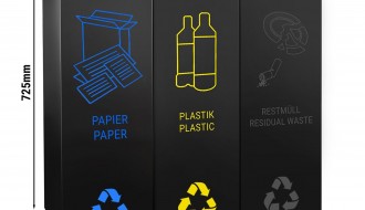Jäätmete sorteerimissüsteem 3x25L - must