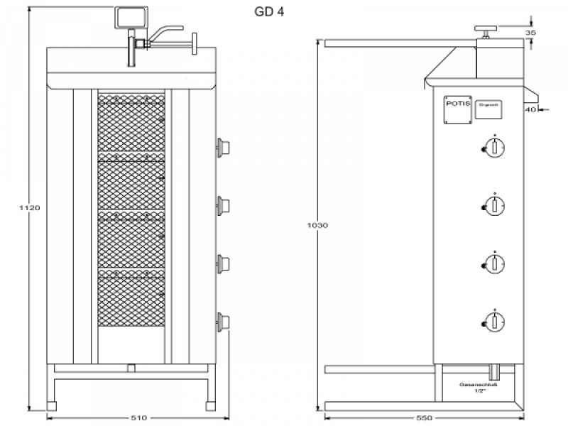 Kebabgrill 70kg