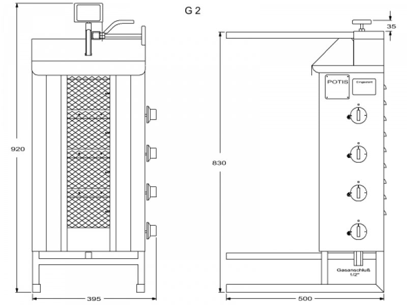 Kebab grill 30kg G2